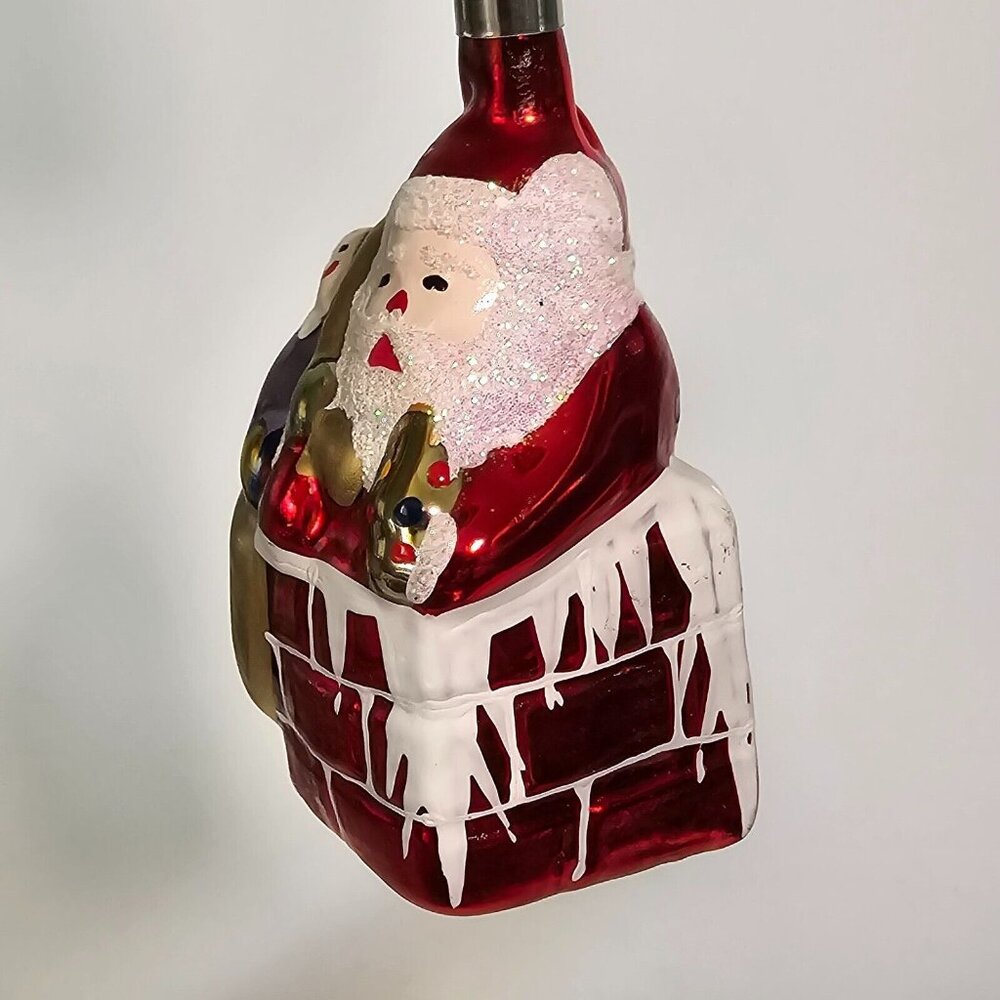 Christmas Ornament Set Blown Glass Snowman Santa Claus Sparkles Multicolor Xmas - Picture 9 of 14